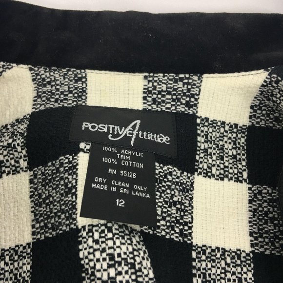 VTG Black and Cream Buffalo Check Crop Jacket - Picture 7 of 8